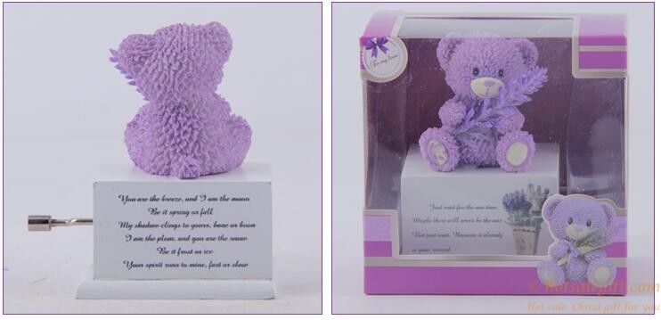 hotsalegift the new resin craft gift lavender bear bell music box gift for student 2