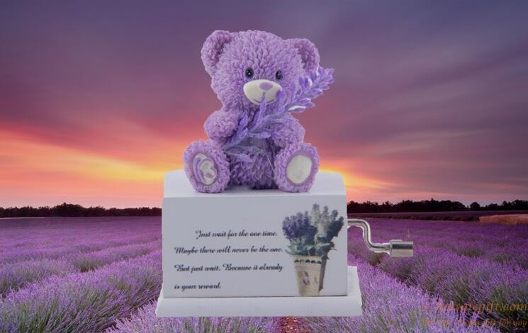 hotsalegift the new resin craft gift lavender bear bell music box gift for student 5