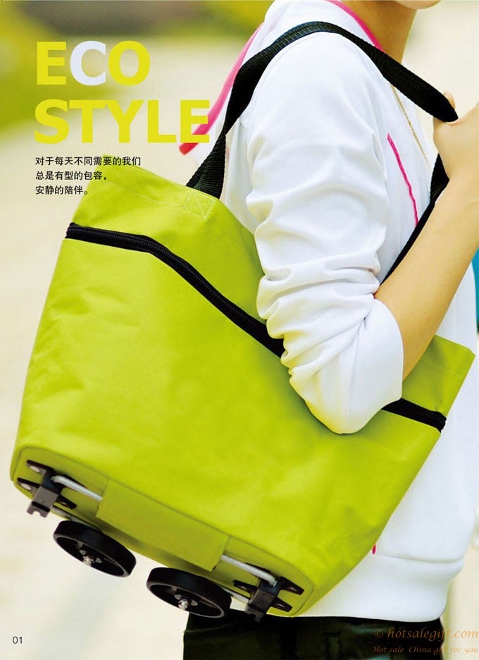 hotsalegift customized fashion tugboat bag folding shopping bag folding wheel bag