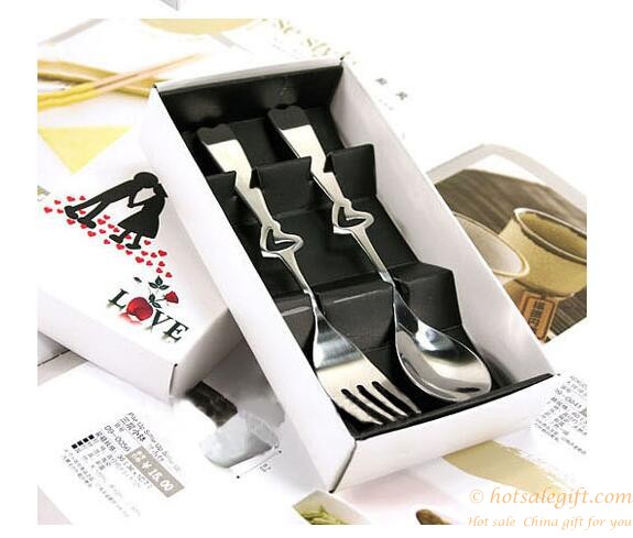 hotsalegift creative heart shaped stainless steel spoon fork 2