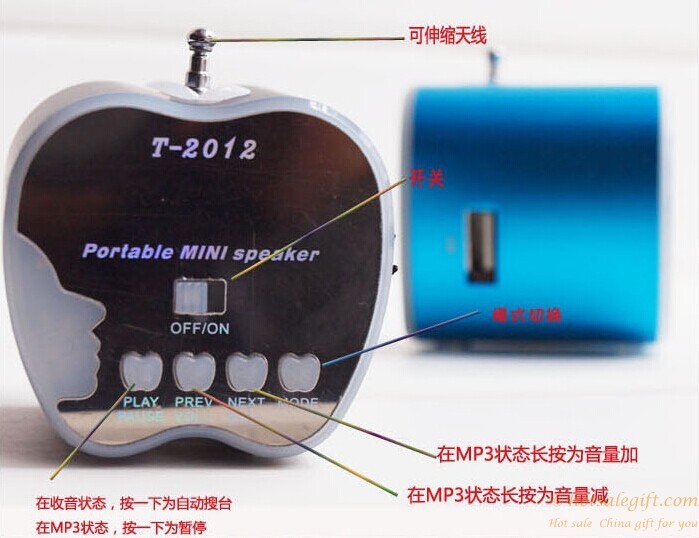 hotsalegift mini apple card speaker usb port fm radio 5
