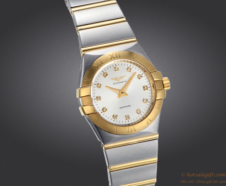 hotsalegift swiss luxury gold plated mechanical watch for business ladies