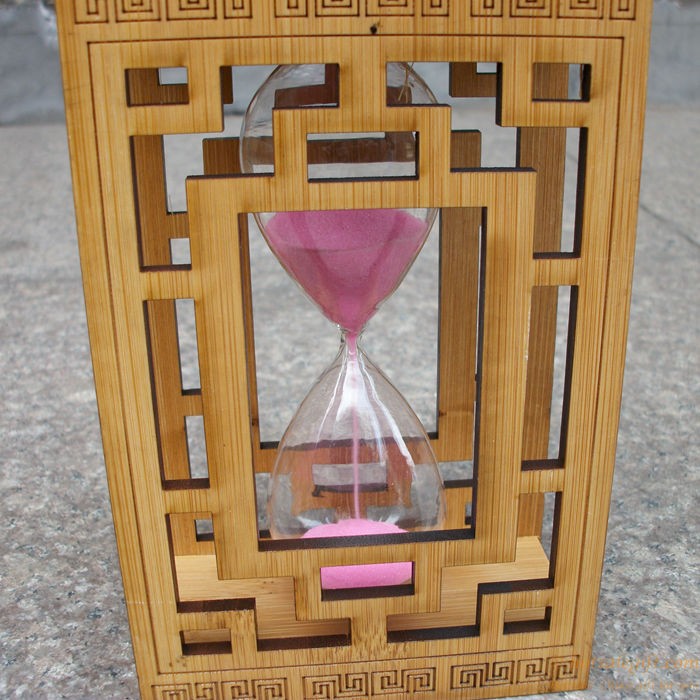 hotsalegift carved hollow bamboo hourglass timer decoration 1