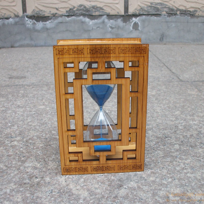 hotsalegift carved hollow bamboo hourglass timer decoration 6