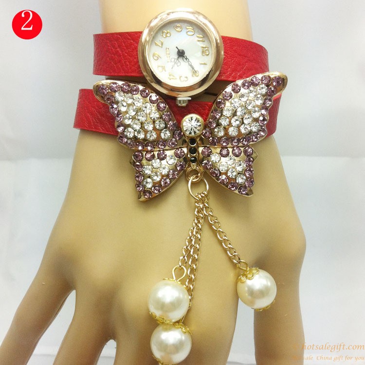 hotsalegift diamond butterfly pearl bracelet watches women girls 1