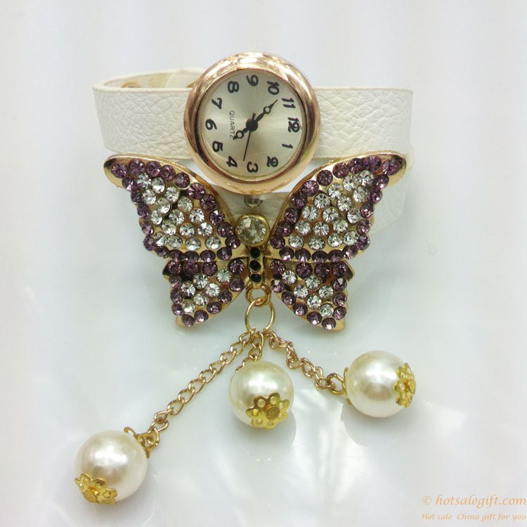 hotsalegift diamond butterfly pearl bracelet watches women girls 10