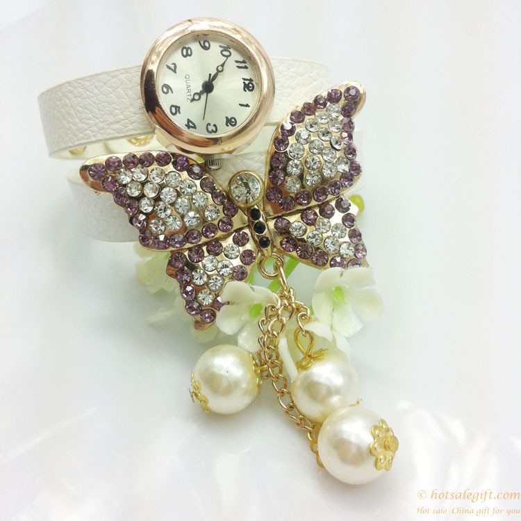 hotsalegift diamond butterfly pearl bracelet watches women girls 11