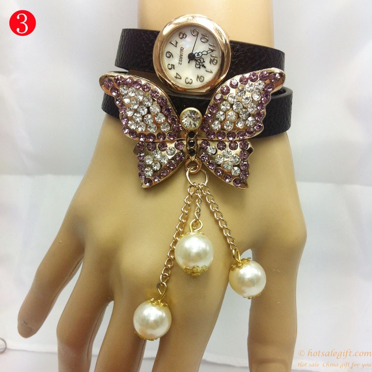 hotsalegift diamond butterfly pearl bracelet watches women girls 2