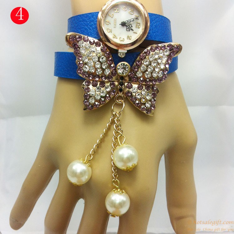 hotsalegift diamond butterfly pearl bracelet watches women girls 3