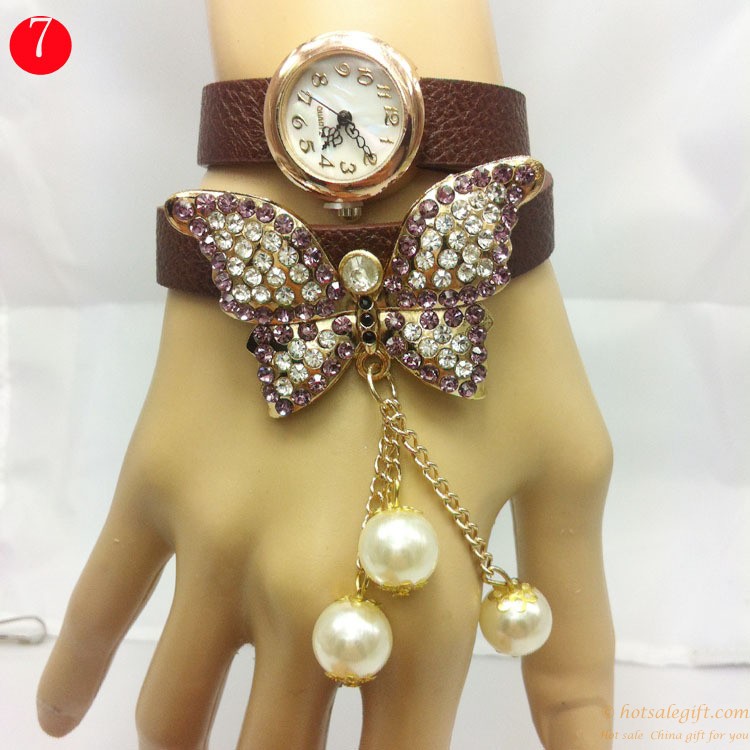 hotsalegift diamond butterfly pearl bracelet watches women girls 6