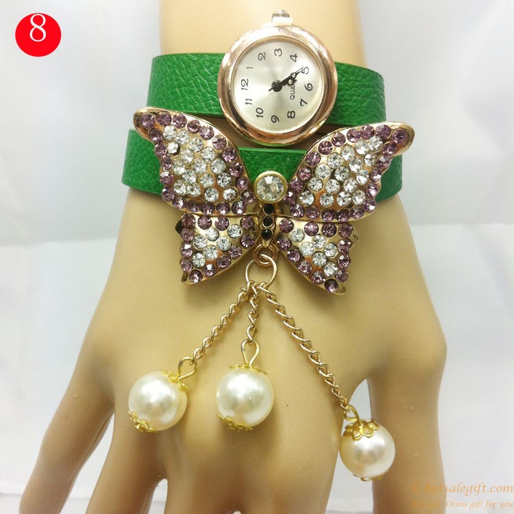 hotsalegift diamond butterfly pearl bracelet watches women girls 7