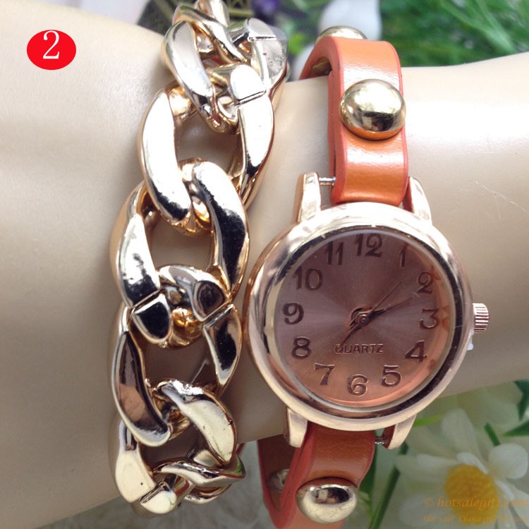 hotsalegift goldplated chain quartz watch alloy casual bracelet watches 1