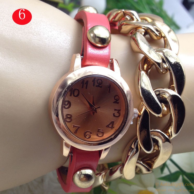 hotsalegift goldplated chain quartz watch alloy casual bracelet watches 5