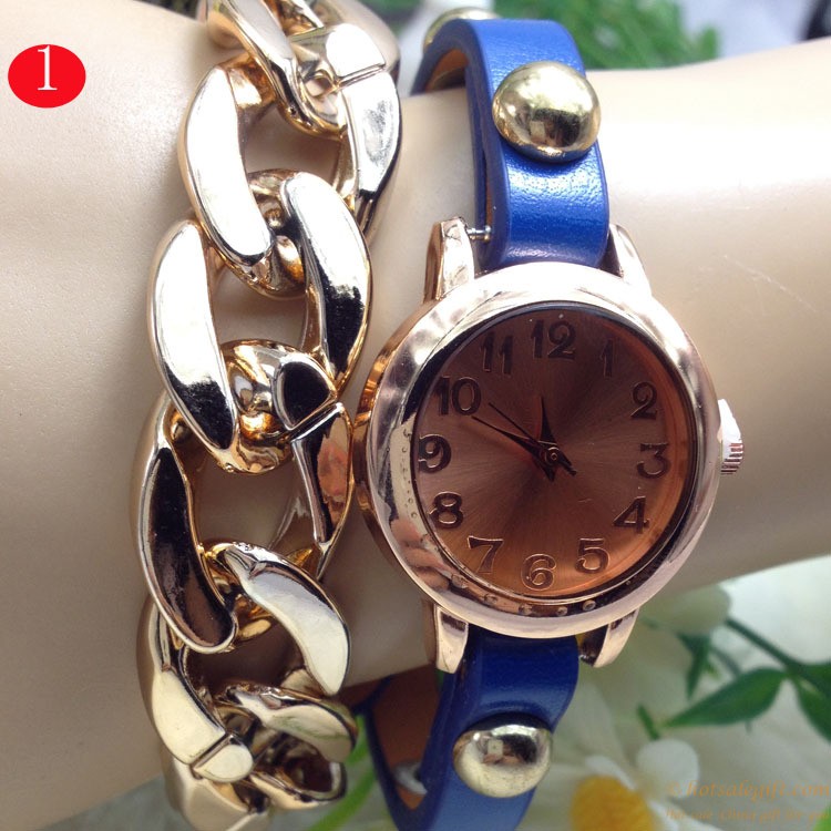 hotsalegift goldplated chain quartz watch alloy casual bracelet watches
