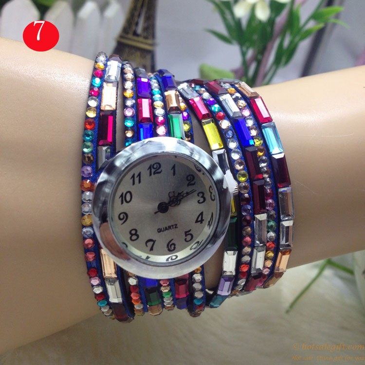 hotsalegift cheap price colorful diamonds weave bracelet watches young lady school girls 5