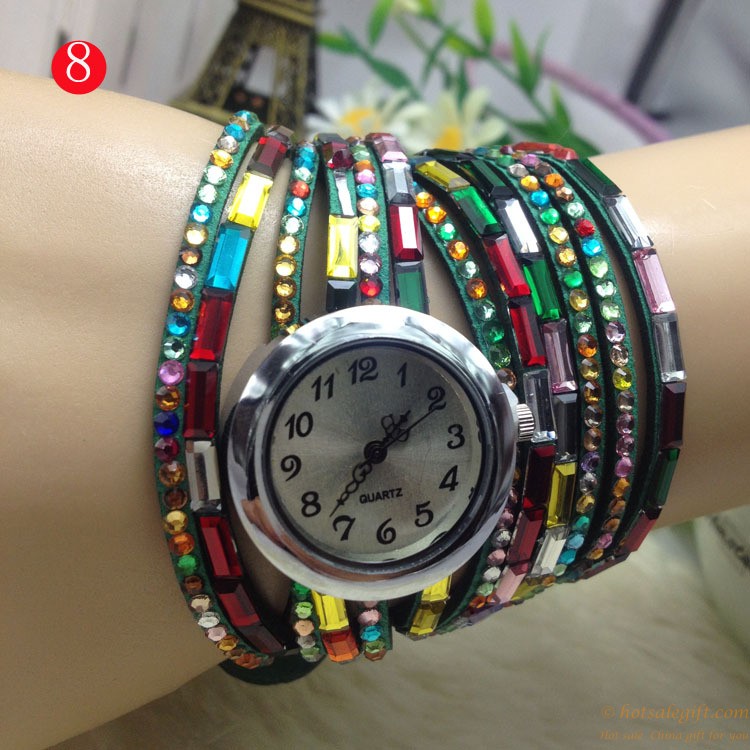 hotsalegift cheap price colorful diamonds weave bracelet watches young lady school girls 6