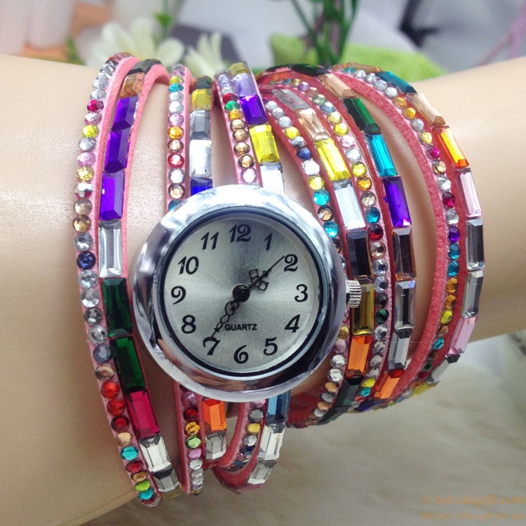 hotsalegift cheap price colorful diamonds weave bracelet watches young lady school girls 9