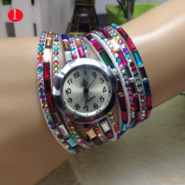 hotsalegift cheap price colorful diamonds weave bracelet watches young lady school girls