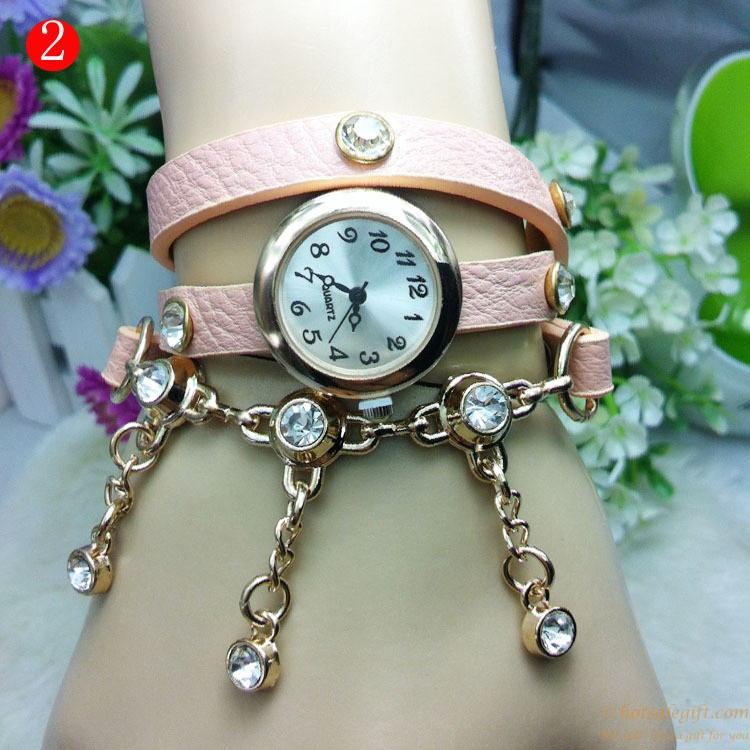 hotsalegift china supplier luxury diamond pu leather woven bracelet watch ladies 1