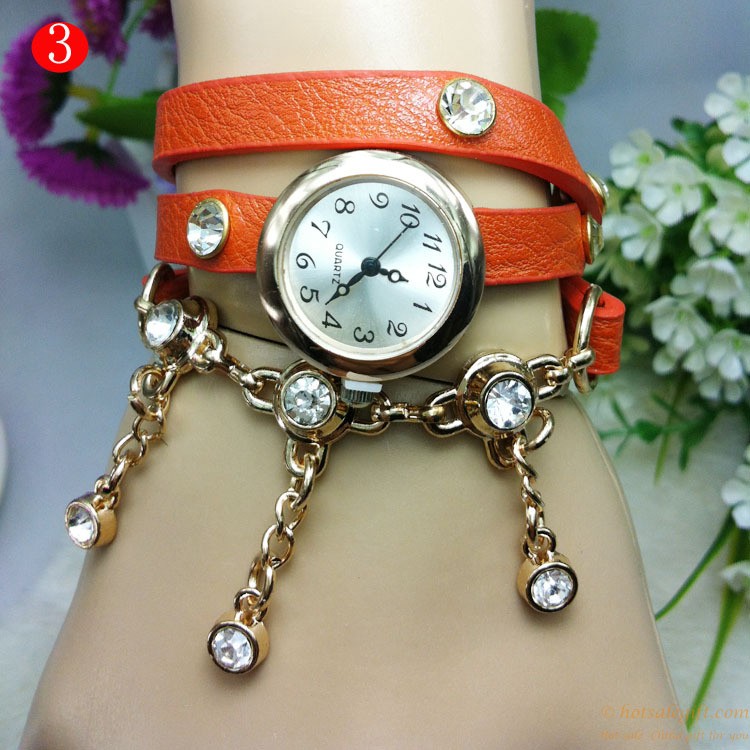hotsalegift china supplier luxury diamond pu leather woven bracelet watch ladies 2