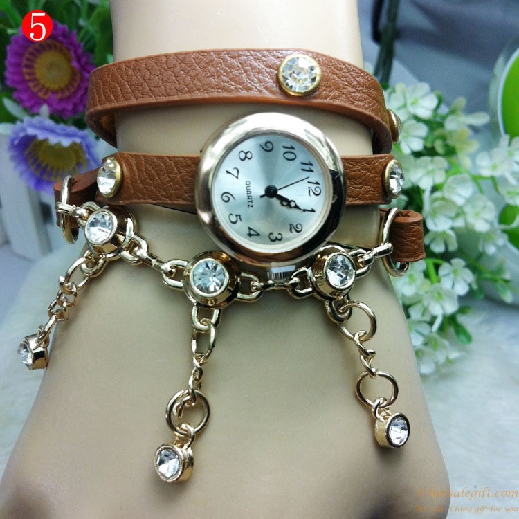 hotsalegift china supplier luxury diamond pu leather woven bracelet watch ladies 4