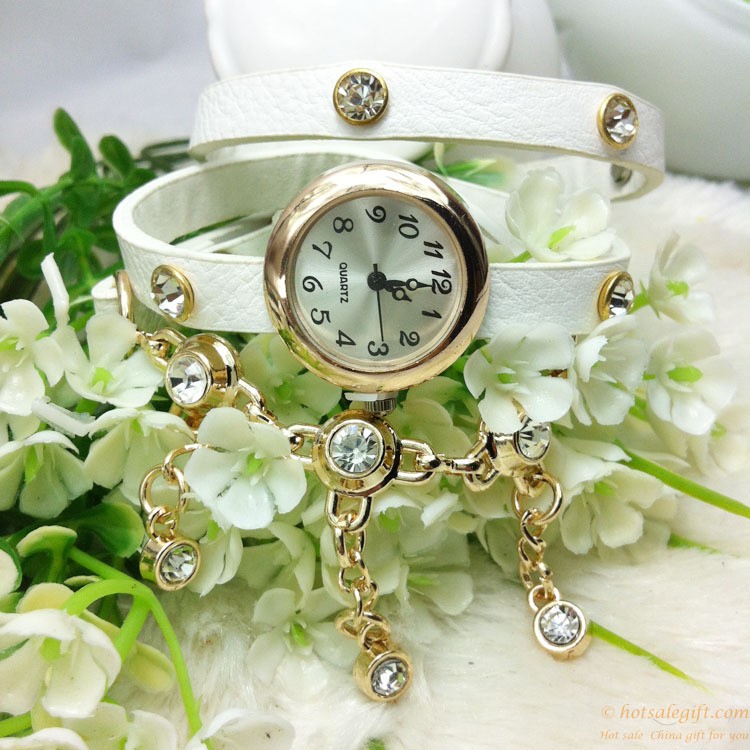 hotsalegift china supplier luxury diamond pu leather woven bracelet watch ladies 6