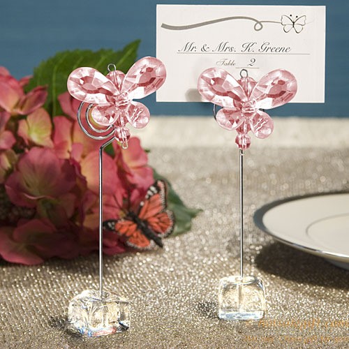 hotsalegift clear crystal butterfly place card holder wedding favors