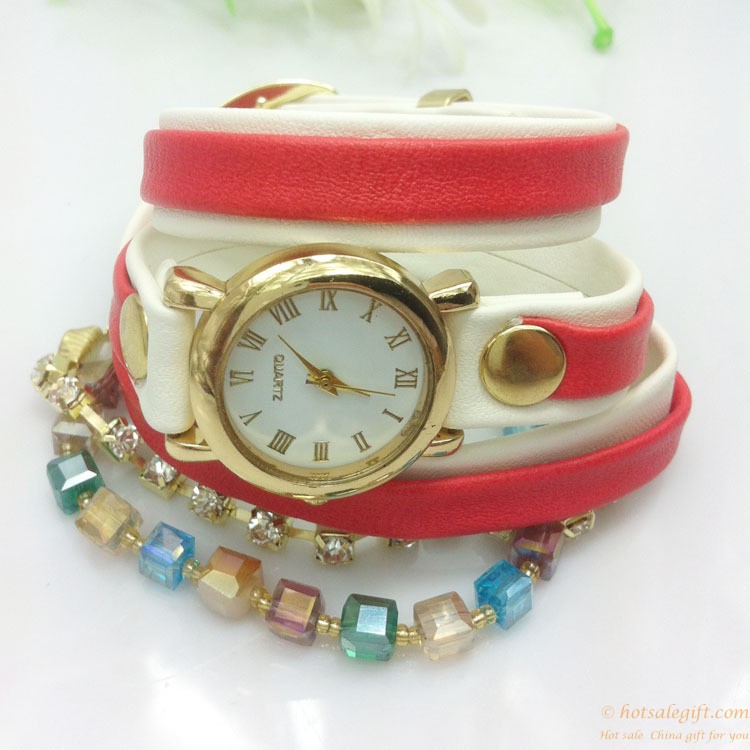 hotsalegift color belt acrylic bead bracelet watch fashion ladies 6