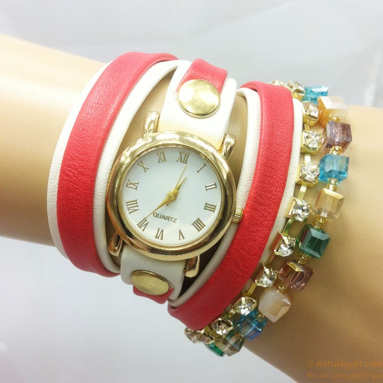 hotsalegift color belt acrylic bead bracelet watch fashion ladies 9
