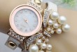 Colorful pearl bracelet casual quartz watch for young ladies