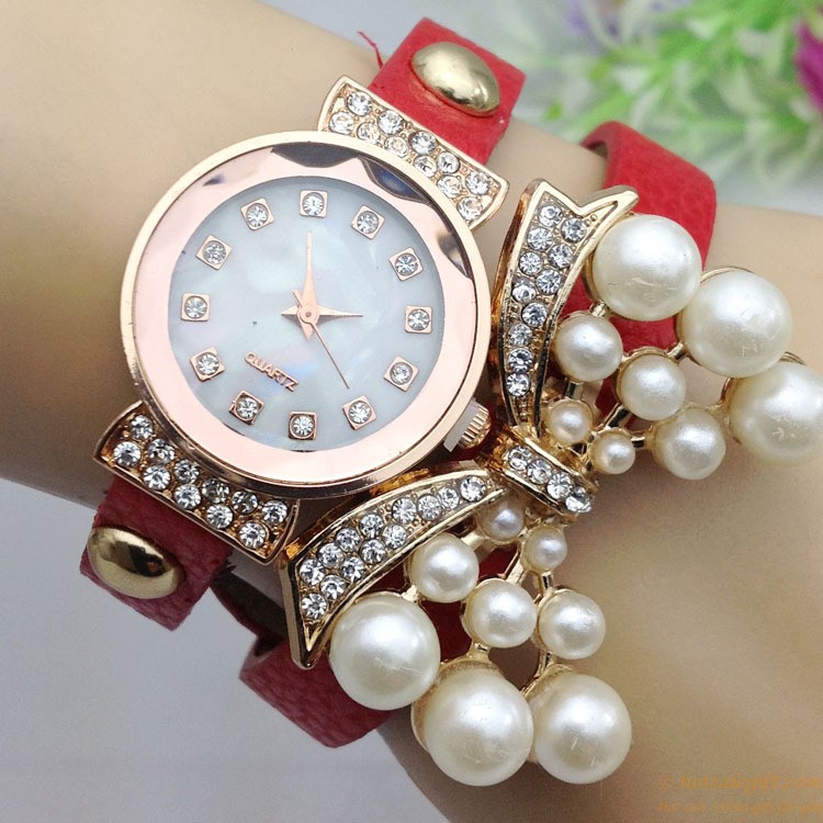 hotsalegift colorful pearl bracelet casual quartz watch young ladies 2