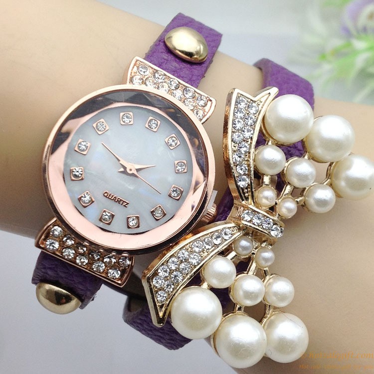 hotsalegift colorful pearl bracelet casual quartz watch young ladies 3