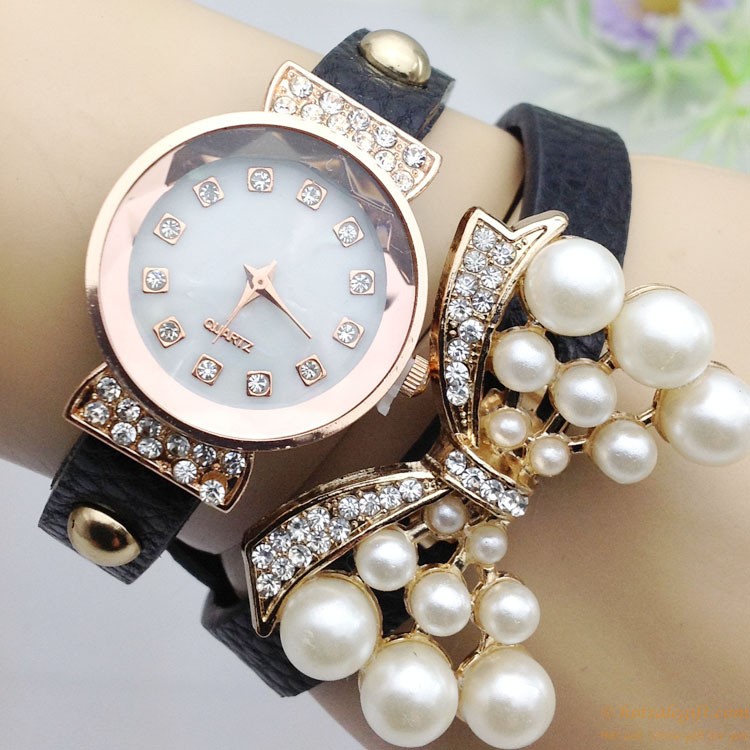 hotsalegift colorful pearl bracelet casual quartz watch young ladies 5