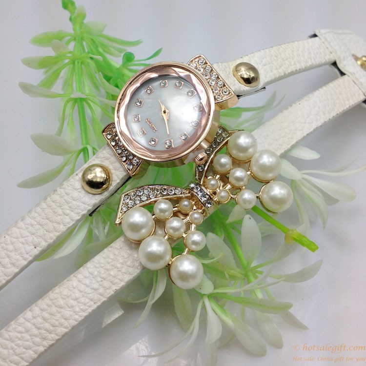 hotsalegift colorful pearl bracelet casual quartz watch young ladies 8