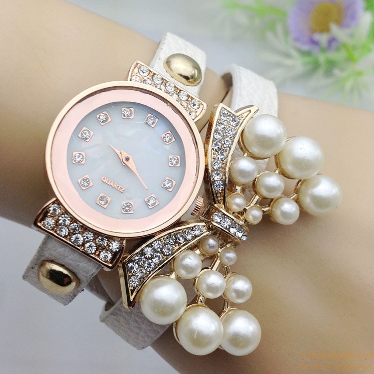 hotsalegift colorful pearl bracelet casual quartz watch young ladies 9