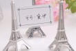 Eiffeltoren zilverkleurige plaatskaarthouder voor huwelijksdecoraties