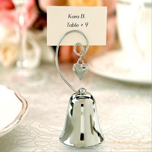 hotsalegift popular silver bell dangling heart charm place card holder 1