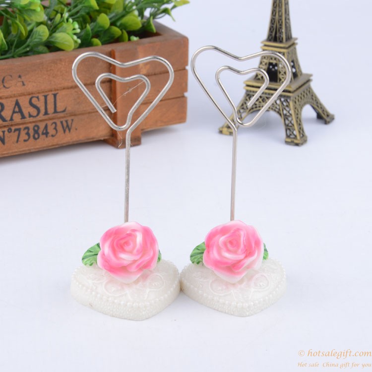 hotsalegift rose shaped resin place cardphoto holder favor wedding table decoration