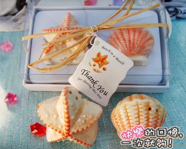 hotsalegift starfish shell ceramic salt pepper shaker wedding