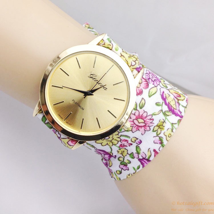 hotsalegift womens geneva flower cloth band watch quartz fashion dress bracelet wrist watch 1