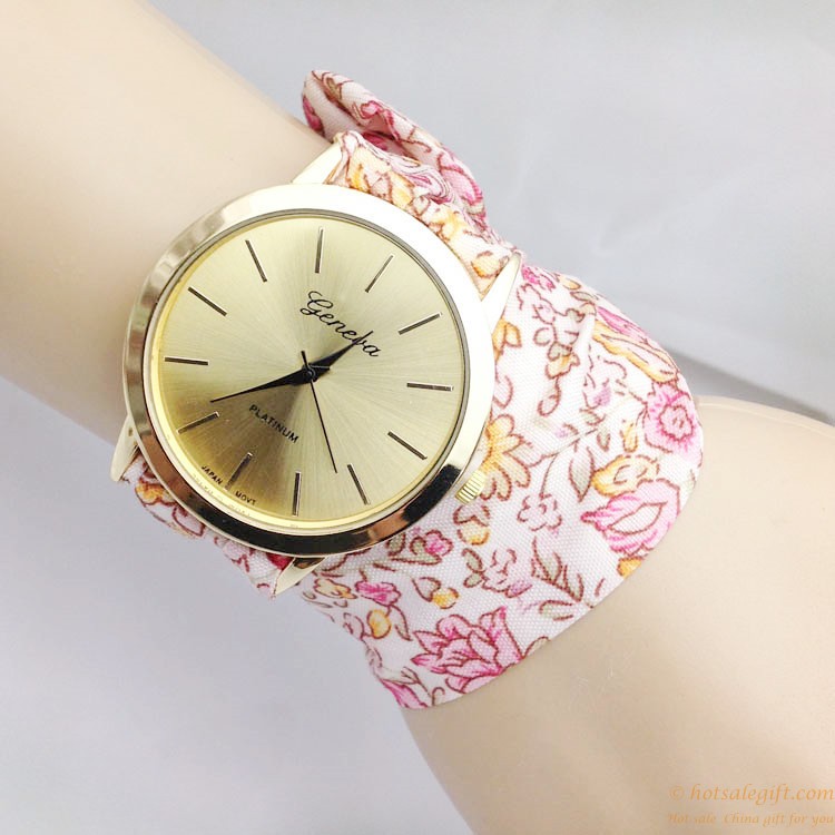 hotsalegift womens geneva flower cloth band watch quartz fashion dress bracelet wrist watch 2