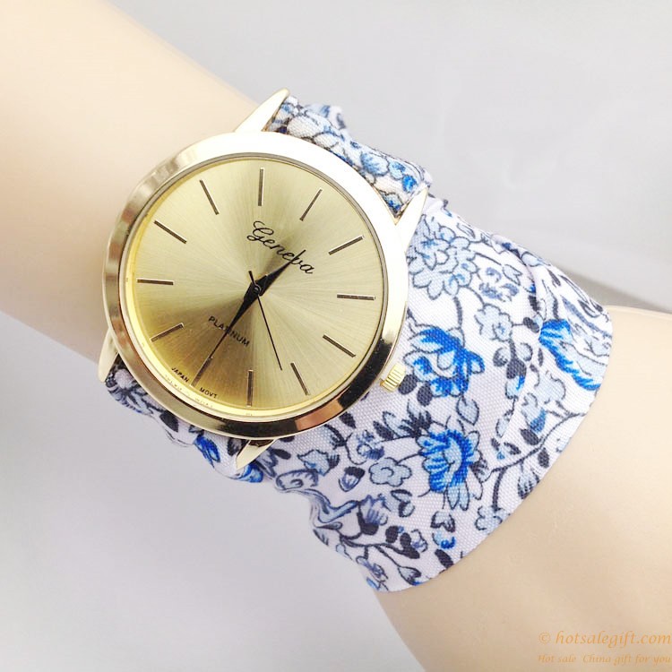 hotsalegift womens geneva flower cloth band watch quartz fashion dress bracelet wrist watch 4