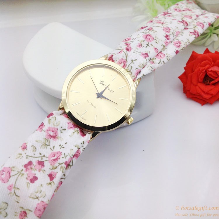 hotsalegift womens geneva flower cloth band watch quartz fashion dress bracelet wrist watch 6