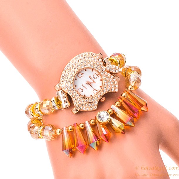 hotsalegift apple shaped fashion alloy diamond crystal bracelet ladies watches girls ladies 14