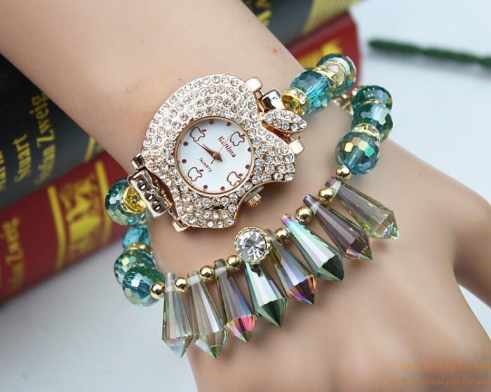 hotsalegift apple shaped fashion alloy diamond crystal bracelet ladies watches girls ladies