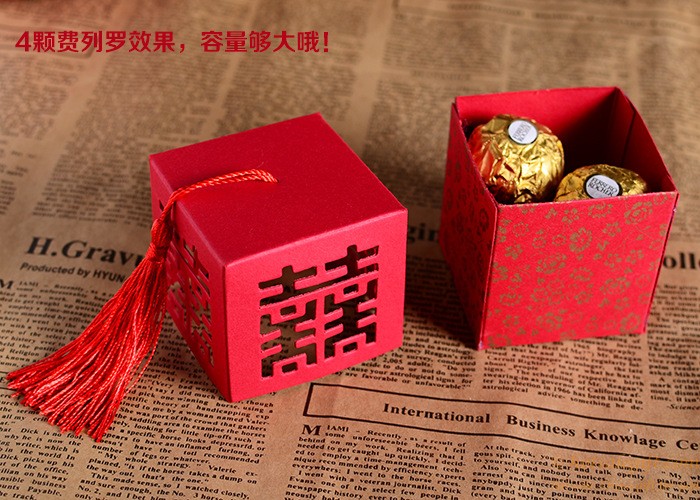 hotsalegift creative chinese style handmade folding hollow candy box wedding gift fringed 5
