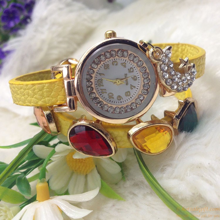 hotsalegift diamond moon pendant bracelet watch women girls 12