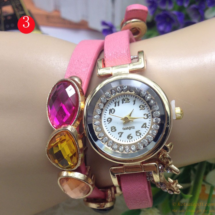 hotsalegift diamond moon pendant bracelet watch women girls 3
