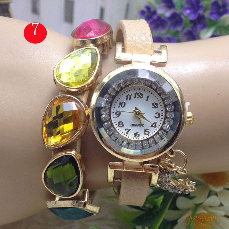 hotsalegift diamond moon pendant bracelet watch women girls 7