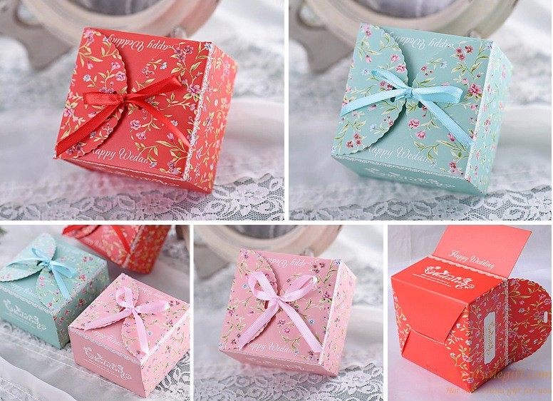 hotsalegift floral print triangular cake personalized candy box